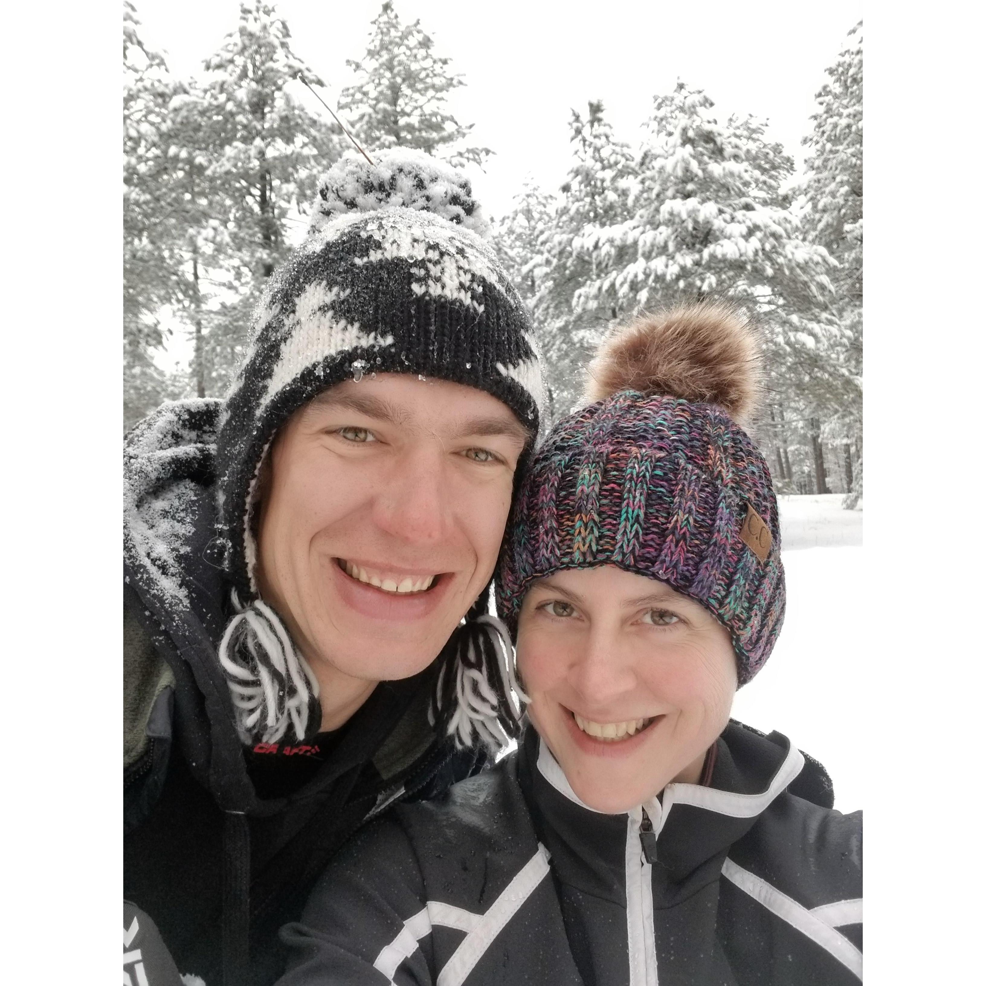 Playing in the snow on Christmas, 2019
