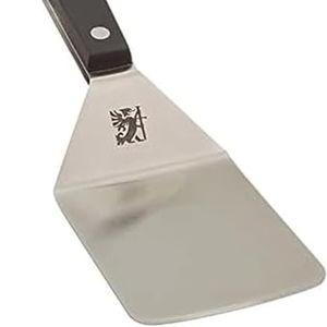 SABATIER Triple Rivet Wide Turner, 9.625 Inch Stainless Steel Spatula for Cast Iron, Griddle and Grill Cooking, Professional Grade Kitchen Utensil