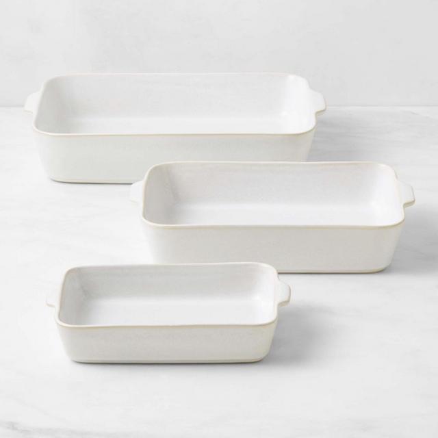 Williams Sonoma Cyprus Reactive Glaze Rectangular Baker, Set of 3, White