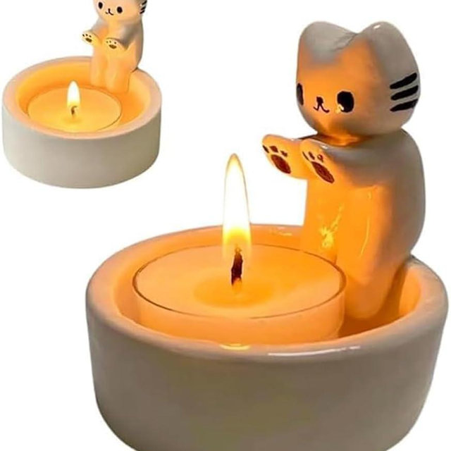 Cat Candle Holder,Cat Warming Paws Candle Holder,Kitten Tea Light Candle Holders,Warming Paws Cat Tealight Holders Ornaments,Cute Candles Holder Gifts for Cat Lovers