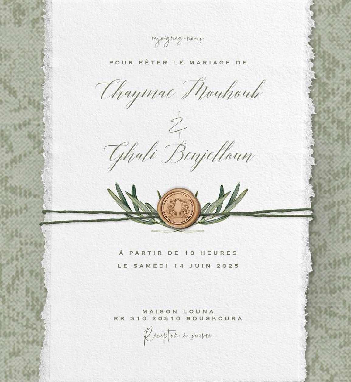 The Wedding Website of CHAYMAE MOUHOUB and GHALI BENJELLOUN