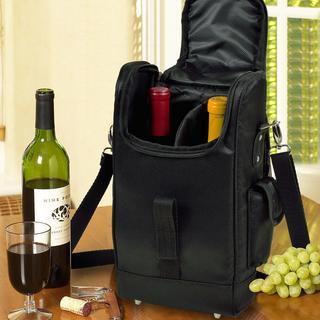 Two Bottle Wine Carrier with Corkscrew