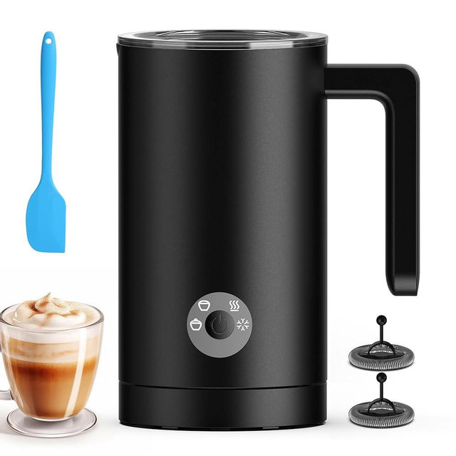 Kourice Milk Frother Electric, 4-in-1 Milk Frother and Steamer for Latte, Cappuccino, Hot & Cold Milk Froth Maker, Automatic Milk Steamer and Frother, Quiet One-Touch Operation, Easy to Clean