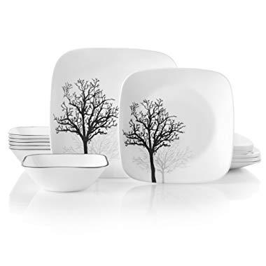 Corelle 18-Piece Service for 6, Chip Resistant, Timber Shadows Dinnerware Set