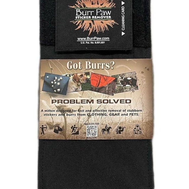 Burr Paw Sticker-Bur Remover - Easily Remove Spurs from Hunting Gear & Clothes | Effective Sand Spur Grooming Tool for Pets, Dogs and Horses (Black)