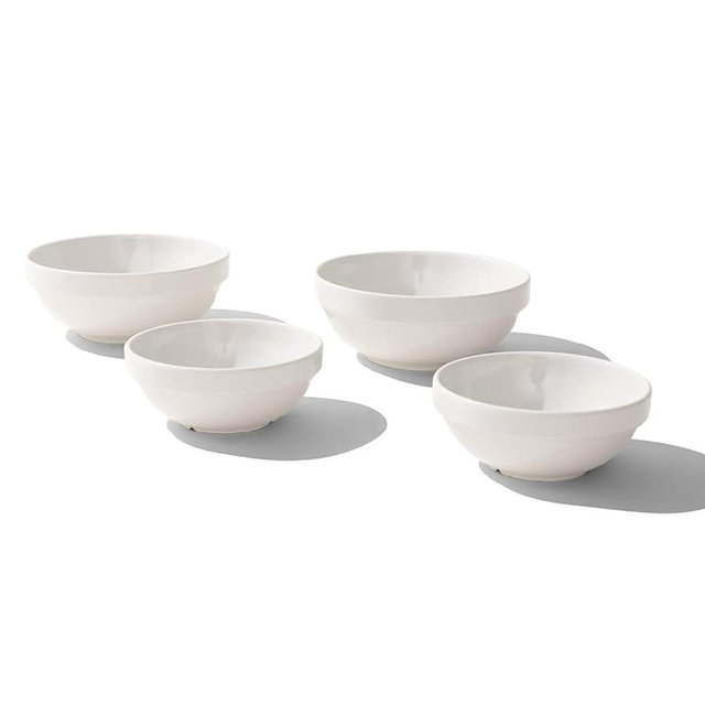 Made In Cookware | Mise en Place Bowls | 2 Sizes | Set of 4 (White) | Porcelain | Crafted in England