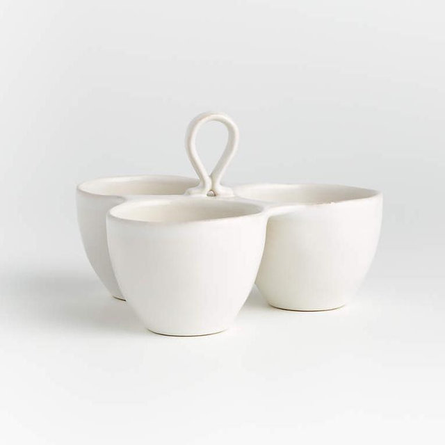 Marin White Stoneware 3-Part Server