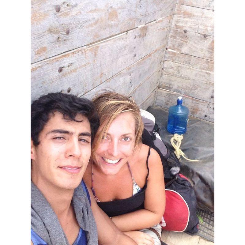 Hitching a ride in the back of a truck
