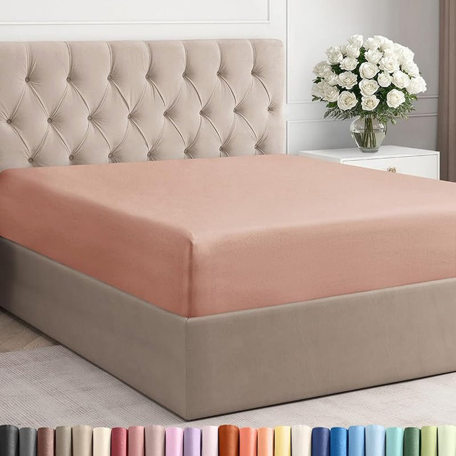King Fitted Bed Sheet - Bottom Single Fitted Sheet Only - Ultra-Soft Hotel Luxury Bedding w/ 8-16 Inch Deep Pockets - Breathable, Cooling & Wrinkle Free - Easy-Care, Fade & Shrink Resistant - Mauve