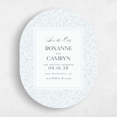 Blue Oval Wedding Save the Date - Manado Portrait