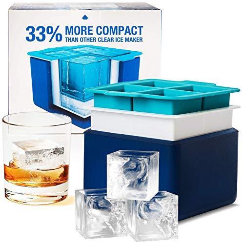 Eparé Clear Ice System - Mold Makes 4 Large Crystal Clear Ice Cubes - Compact Tray Makes Perfect 2 Inch Block Ice Cubes