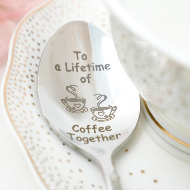 Personalized Coffee Spoons To a lifetime of coffee together 10th Anniversary Gifts Tin Anniversary Gifts For Wife For Husband Wedding Gifts