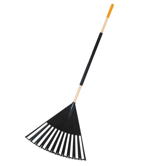 48 in. Hardwood/Steel Handle Leaf Rake with 24 in. W Clog-Free Tines for Leaves, Grass, Twigs, Pine Needles and More - True Temper