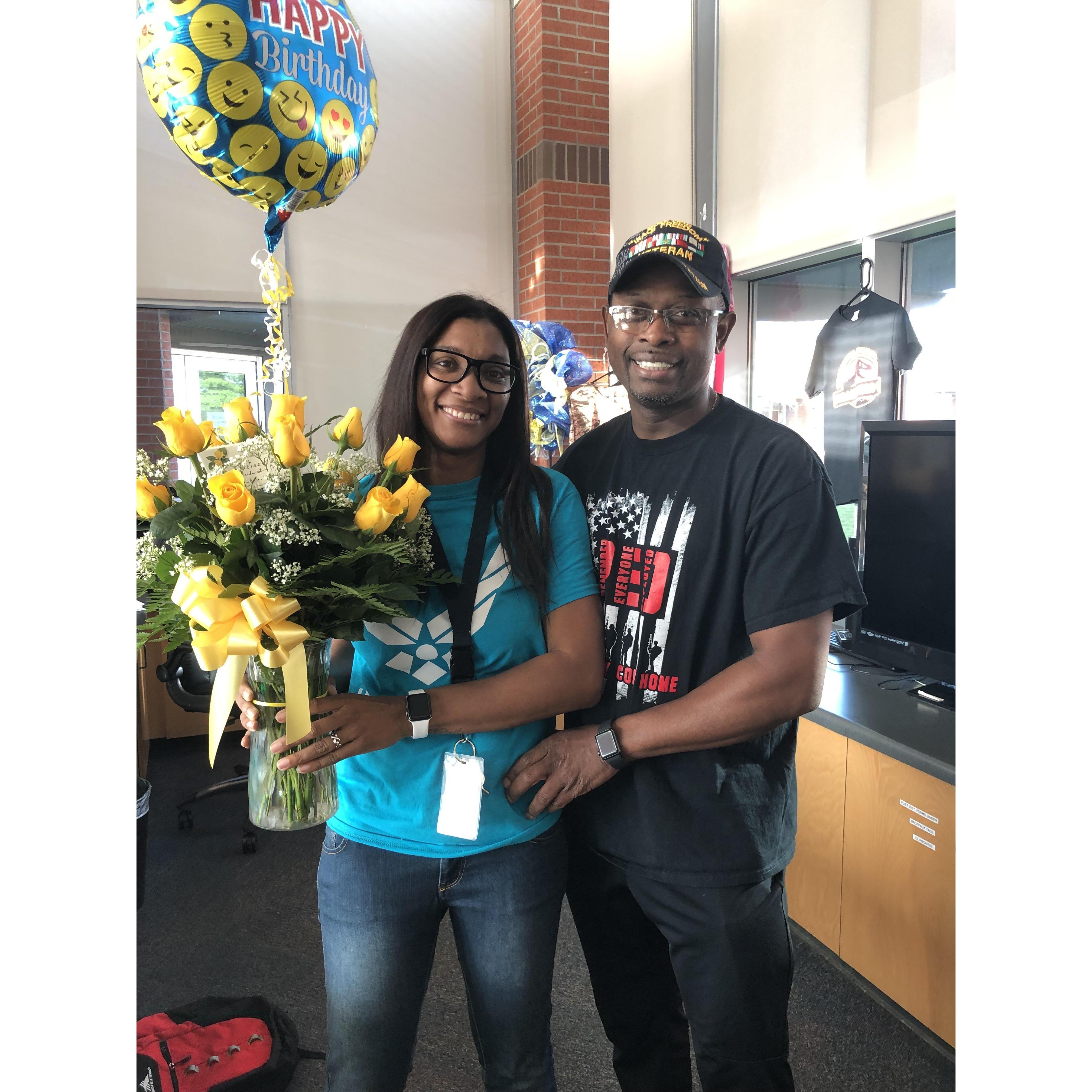 Surprised her with flowers for her birthday!