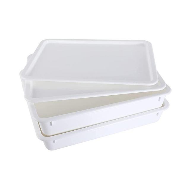 Pizza Dough Proofing Box - Stackable Commercial Quality Trays with Covers (17.25 x 13 Inches) - 2 Trays and 2 Covers