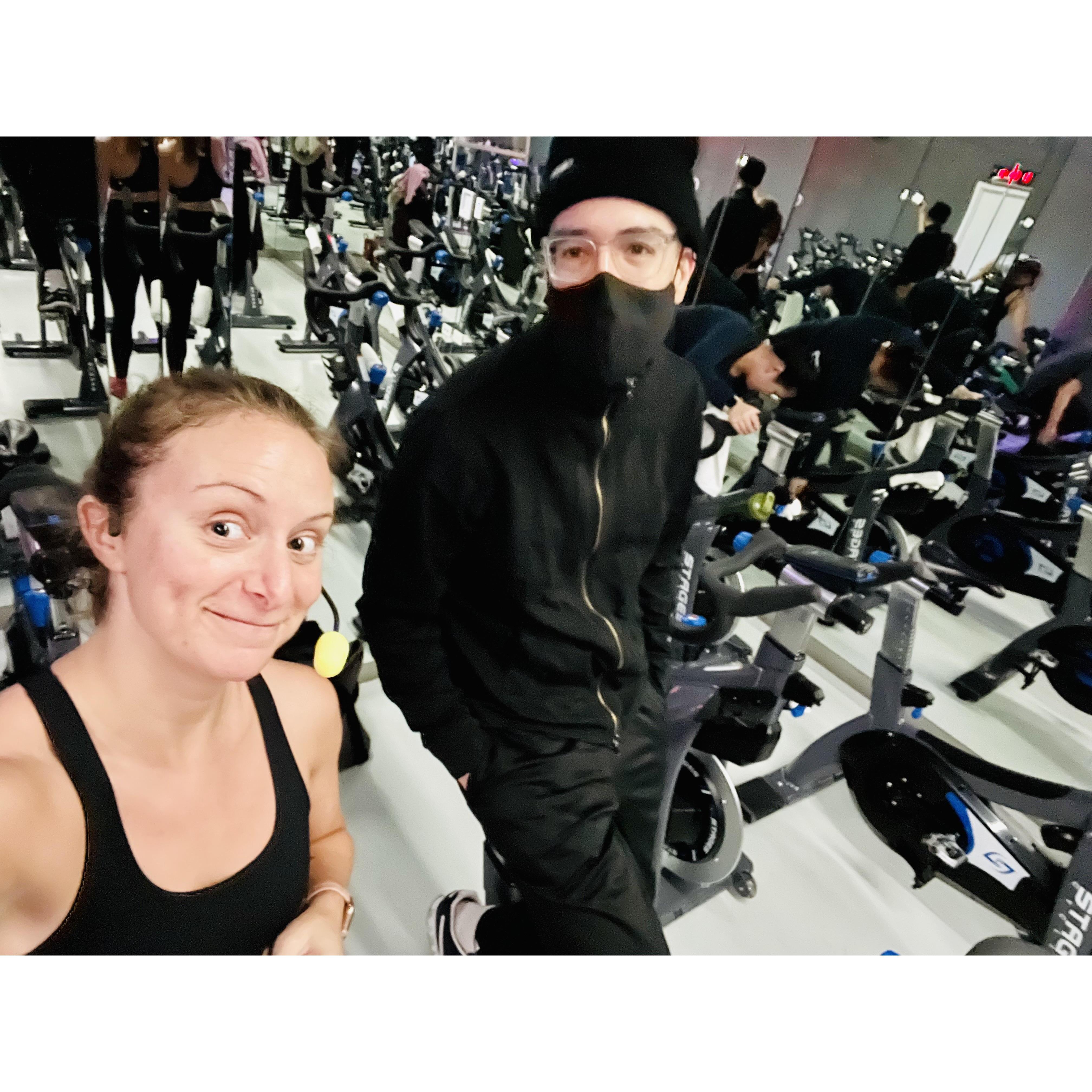 Miguel after surviving Tracy's spin class.