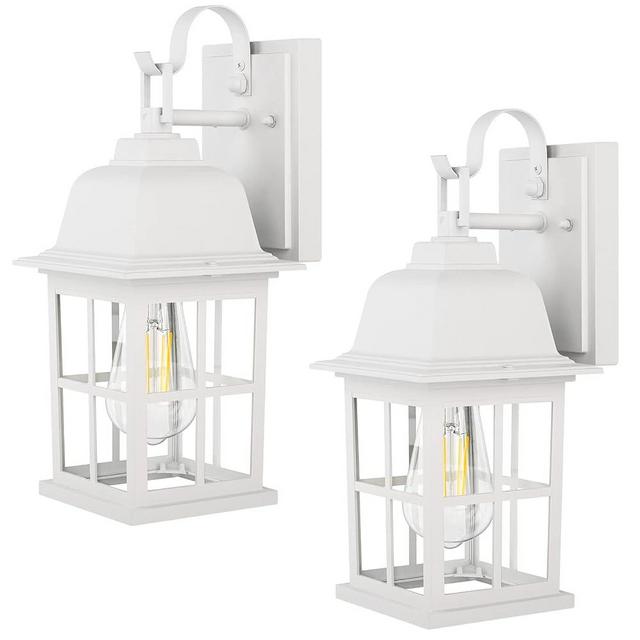 2-Pack Outdoor Wall Lanterns, 100% Aluminium White Outside Light Fixtures Wall Mount, Waterproof &Anti-Rust Exterior Wall Lanterns Front Porch Lights for House Garage Doorway, Bulbs Not Included