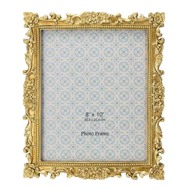 GUOER 8x10 Picture Frames Vintage Photo Frame with Glass Front Antique Picture Frame for Tabletop Wall Hanging (8x10, Shiny Golden)