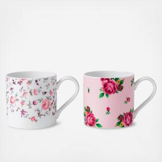 New Country Roses Pink 2-Piece Mug Set