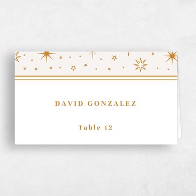 Light Oatmeal, Beige Wedding Place Card - Heron