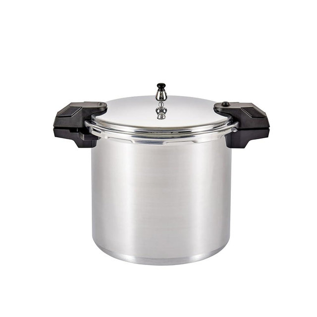 MIRRO 22qt Aluminum Pressure Canner with 3 Regulators & double Cooking Racks, 5/10/15 PSI