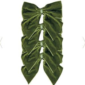 Sage Green Bow Velvet Napkin Ties, Set of 4