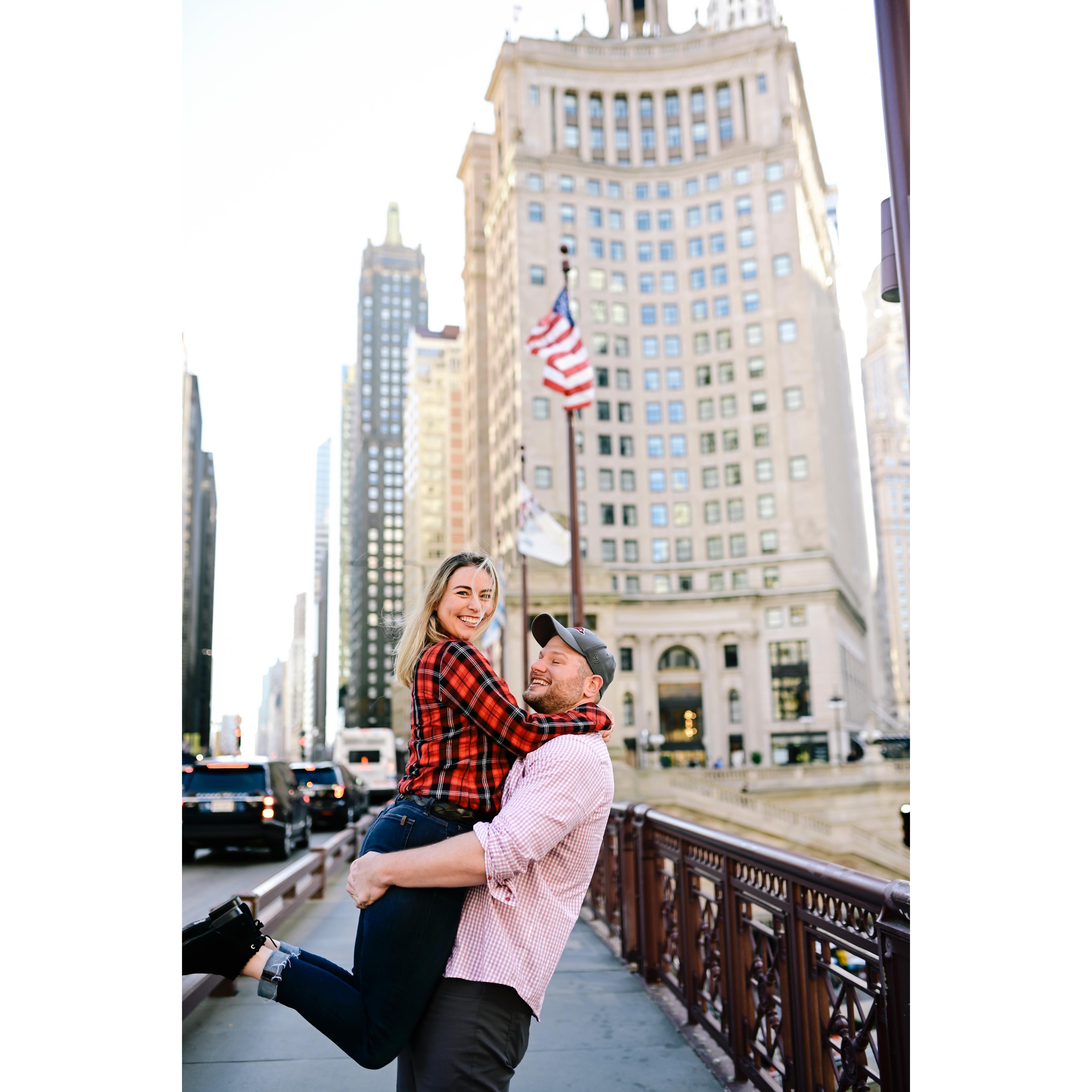 Our dear friend Sally Lund, a photographer, shot a mini engagement session for us in Chicago