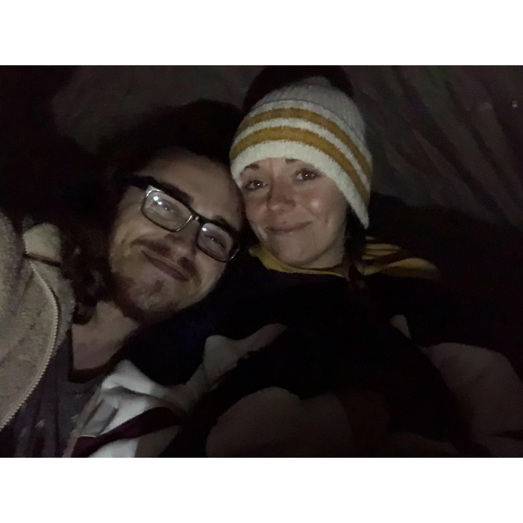 If you know Lauren at all you'll realize how big a deal it was she agreed to sleep in a tent in 60 degree rainy weather