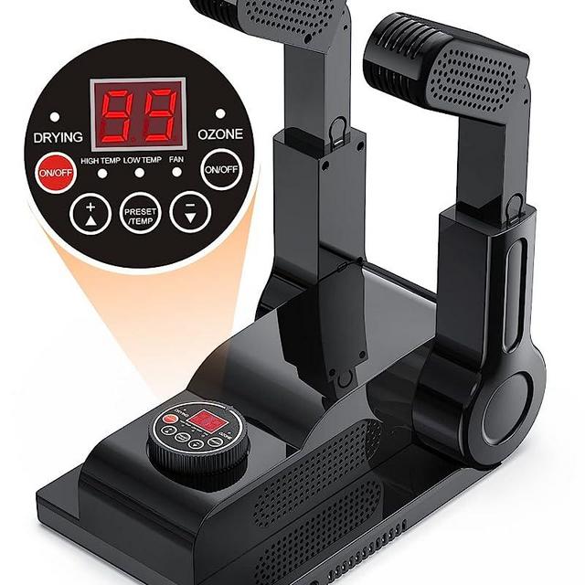 [Upgraded] FORLIM Boot Dryer for Work Boots, Portable Boot Glove Shoe Dryer and Warmer with 24-Hour Delay Timer, Auto-Off Timer, Folding Design and Smart Panel, Black