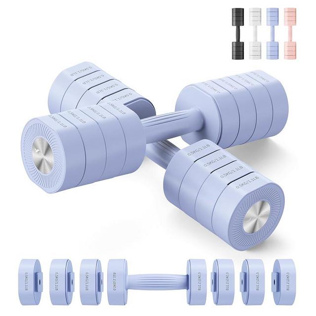 Dumbbell Set of 2, MERACH Adjustable Weight, Anti-slip Handle, Macaron Colors, Each 2.2/4.4/6.6/8.8 lbs, 4 in 1 Hand Weights for Women at Home