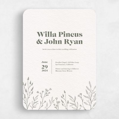 Beige Rounded Wedding Invitation - Sylvan Portrait
