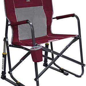 GCI OUTDOOR Freestyle Rocker Camping Chair | Portable Folding Rocking Chair with Solid, Durable Armrests, Drink Holder & Comfortable Backrest — Cinnamon