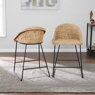 Landrine Water Hyacinth Counter Stools, Set of 2