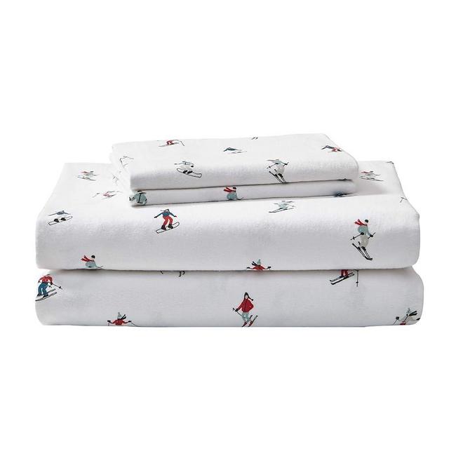 Eddie Bauer - Full Sheets, Cotton Flannel Bedding Set, Brushed for Extra Softness, Cozy Home Decor (Ski Slope, Full)