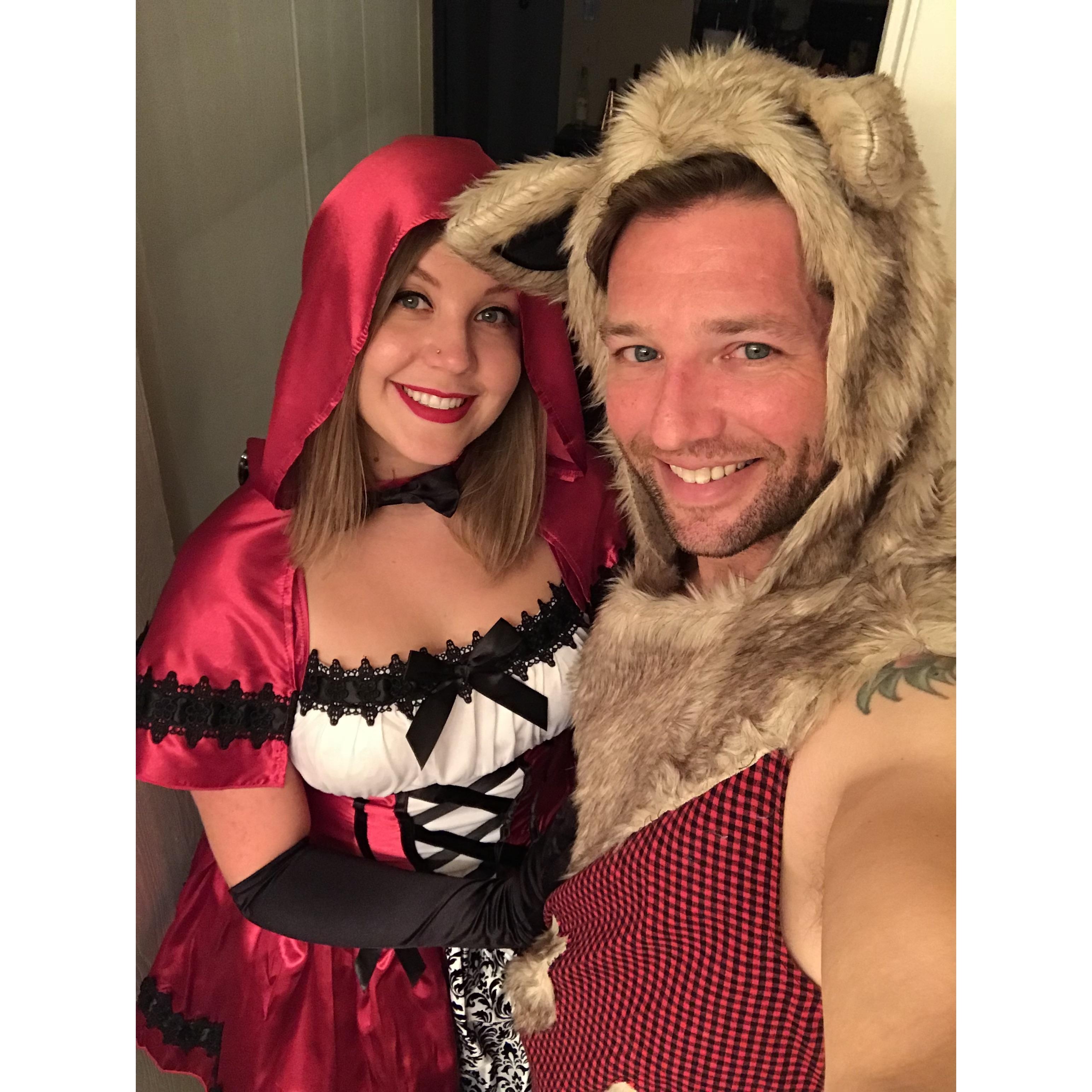 We love dressing up for Halloween together! Big Bad Wolf and Little Red Riding Hood.