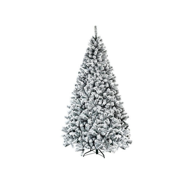 Costway 7.5ft Snow Flocked Hinged Christmas Tree Unlit Metal Stand