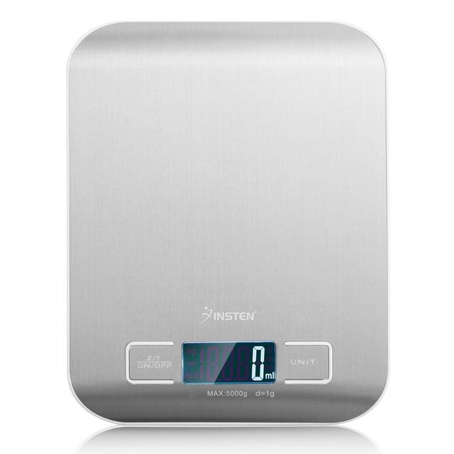 Insten Digital Food Kitchen Scale in Grams & Ounces - 1g/0.1oz Precise Upto 11lb Capacity, Silver