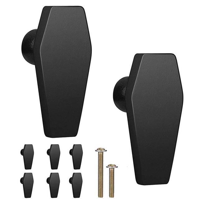 Gothvanity Coffin Cabinet Knobs 8 Pack - Gothic Decor Knobs for Kitchen Cabinet, Drawer Pull, Dresser and Cupboard Handle - Wood- 2.6 x 1.3 Inches - Black