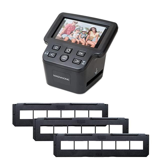 Magnasonic All-In-One 22MP Film Scanner with Large 5" Display & HDMI, Long Tray 35mm Negative Film Holders, Converts 35mm/126/110/Super 8 Film & 135/126/110 Slides into Digital Photos, Built-in Memory