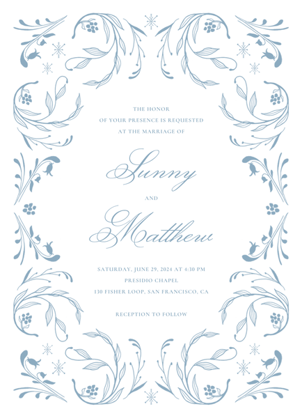 Camberley Frame | Dusty Blue | Zola Wedding Invitations
