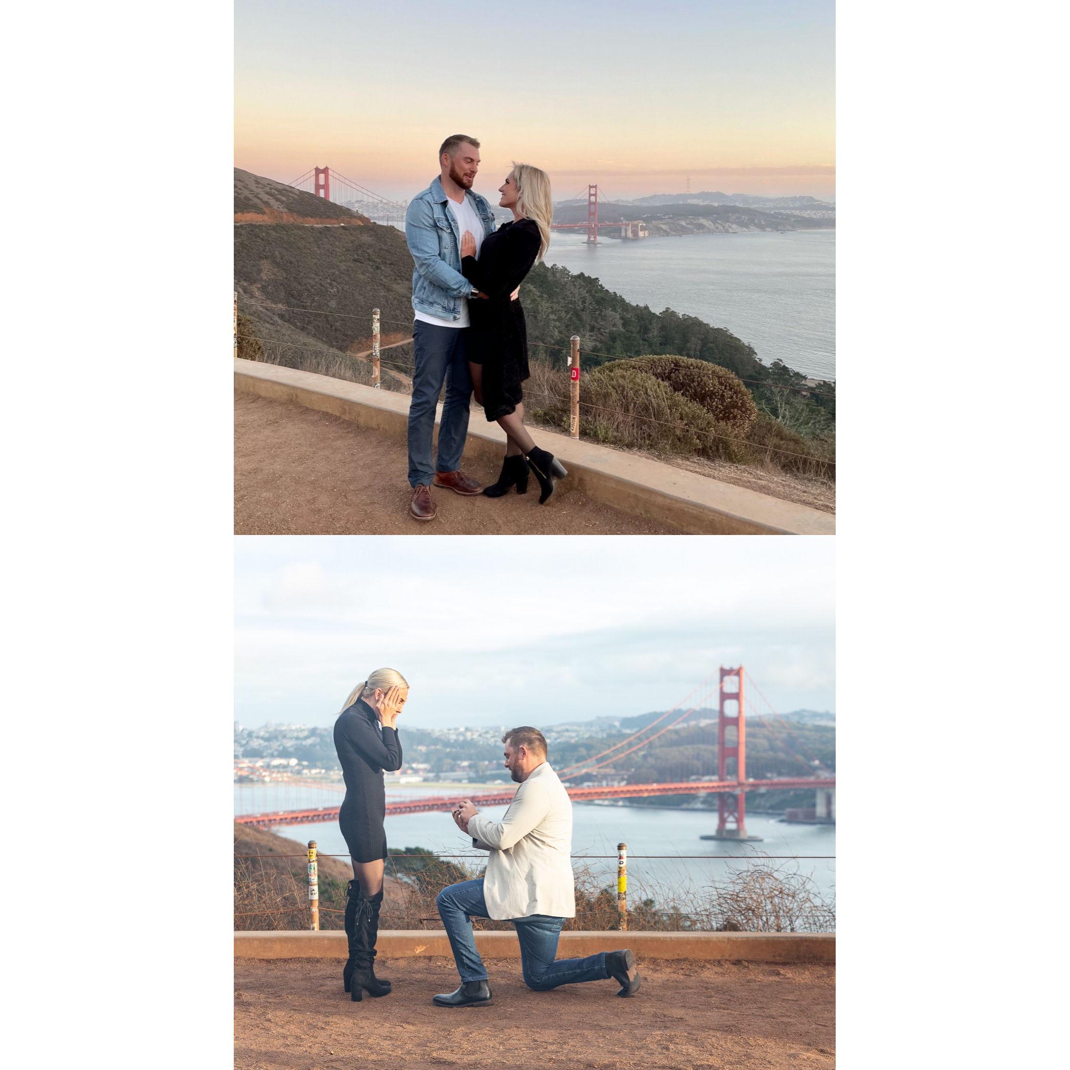 On one of their first dates Kyle took Erica to share a glass of wine watch the sunset in Sausalito. Three years later Kyle asked Erica to marry him in the same exact spot.