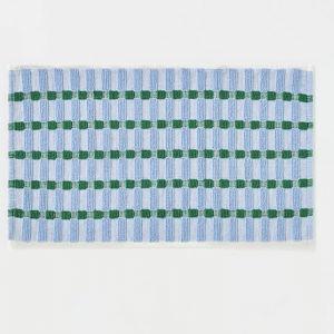 Sloane Cotton Woven Geo Bathmat - Blue, 21" X 34"