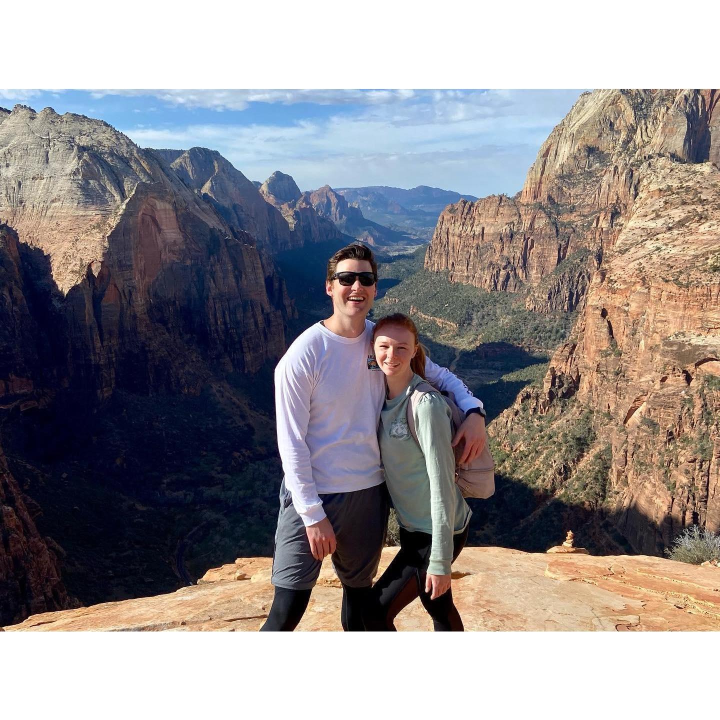 At the top of Angel's Landing in Zion