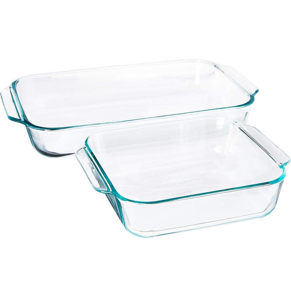 Pyrex 2Piece Basics Value Pack 1-Basics 8"/2 dish 1-Basics 3 Quart Bake Dish, 2.2, Clear