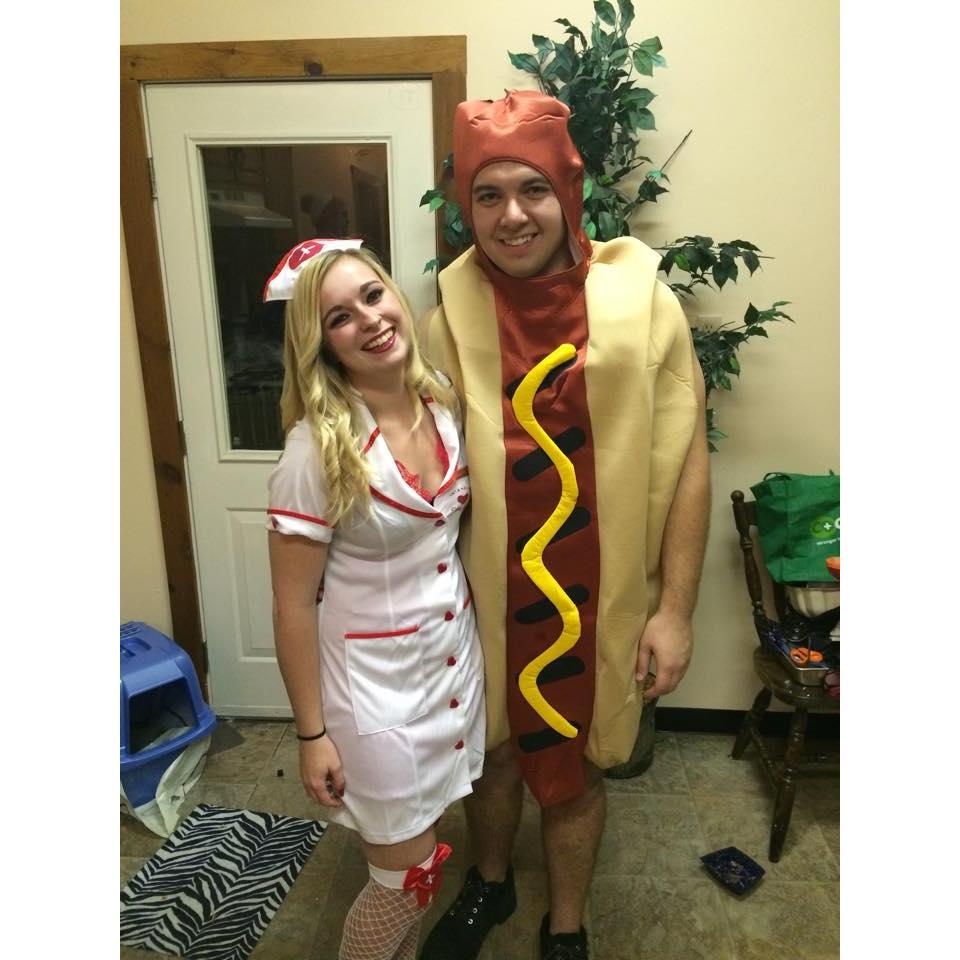 Our first Halloween together 2014, my hot dog