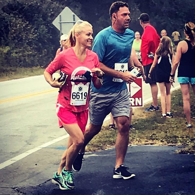 I talked him & Hannah into their first 5K's! Even though I think the "Horneytown" shirt did most of the selling