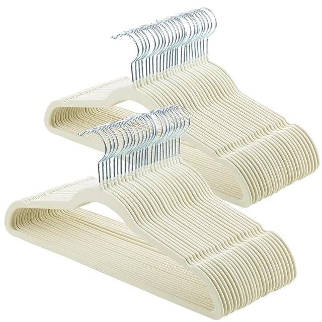 ELONG HOME Velvet Hangers 50 Pack, Beige Slim Felt Hangers with 360° Swivel Hook, Non Slip Skinny Hangers Heavy Duty Adult Hangers for Coats, Pants & Dress Clothes