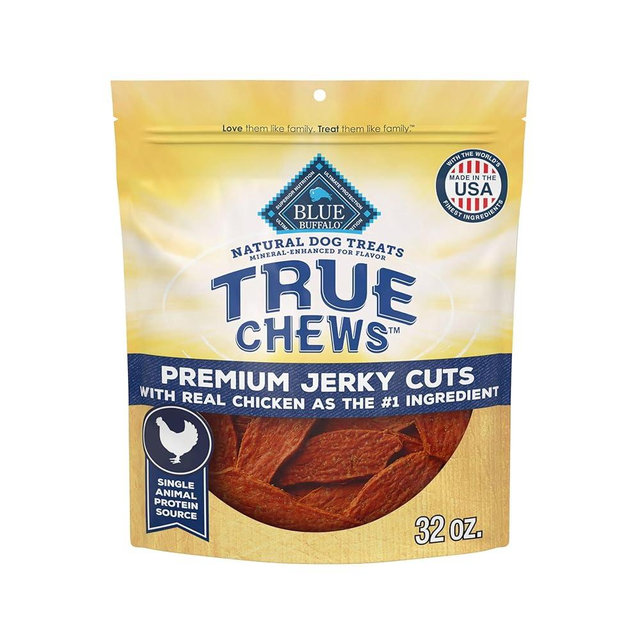 Blue Buffalo True Chews Premium Jerky Cuts Dog Treats, Made in the USA with Natural Ingredients, Chicken, 32-oz Bag