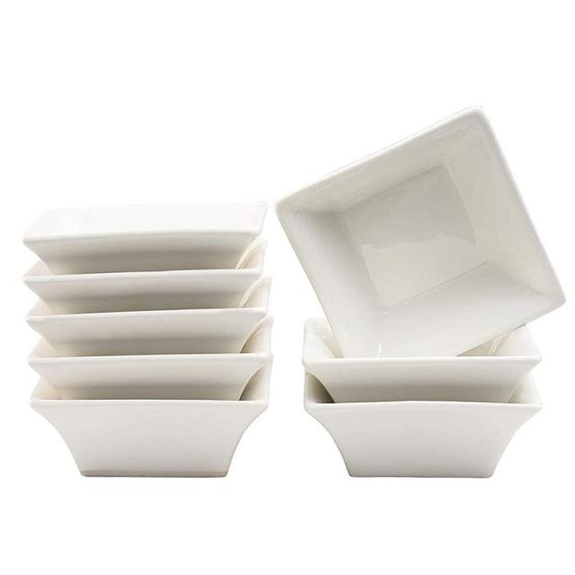 5oz Ramekins White Small Square Dishes,Dipping Bowls Stackable Porcelain Ramekins Set of 8 XUFENG
