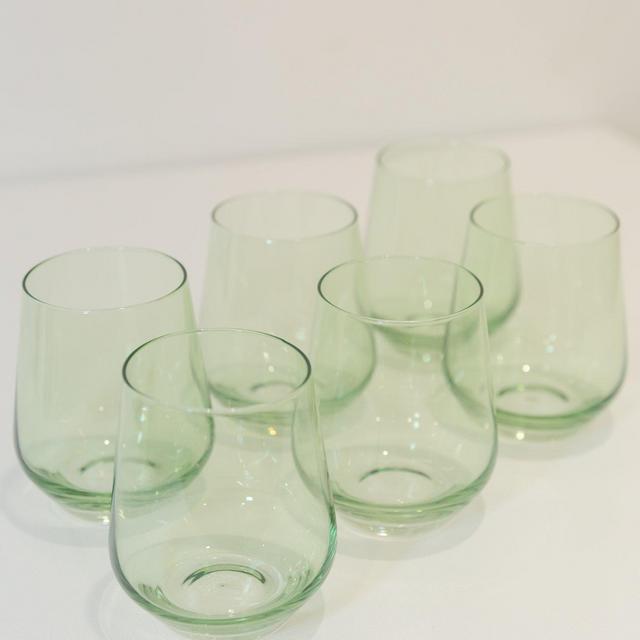 Estelle Colored Wine Stemless - Set of 6 {Mint Green}